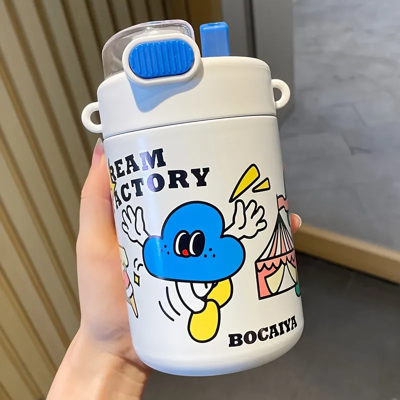 1pc Cartoon Pattern Vacuum Flask - Durable Stainless Steel Insulated Travel Thermal Cup for Hot and Cold Beverages - Unique Gift Option with Doll or Purse, Perfect for Summer and Winter, Travel and Outdoor Activities