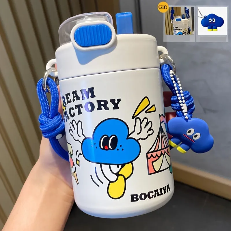 1pc Cartoon Pattern Vacuum Flask - Durable Stainless Steel Insulated Travel Thermal Cup for Hot and Cold Beverages - Unique Gift Option with Doll or Purse, Perfect for Summer and Winter, Travel and Outdoor Activities