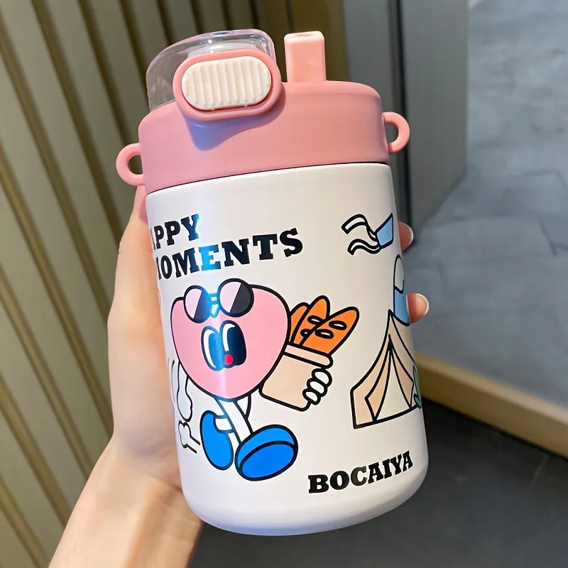 1pc Cartoon Pattern Vacuum Flask - Durable Stainless Steel Insulated Travel Thermal Cup for Hot and Cold Beverages - Unique Gift Option with Doll or Purse, Perfect for Summer and Winter, Travel and Outdoor Activities