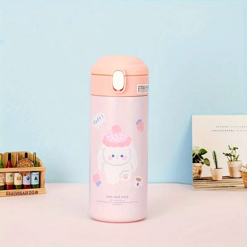 1pc, Cartoon Vacuum Flask, 304 Stainless Steel Insulated Water Bottles, Cute Kawaii Travel Thermal Cups, For Hot And Cold Beverages, Summer Winter Drinkware, Gifts