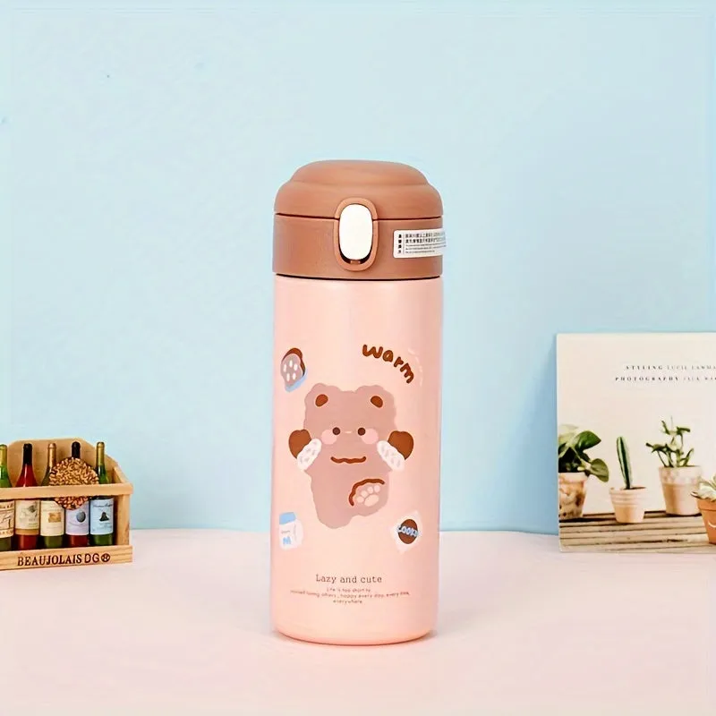 1pc, Cartoon Vacuum Flask, 304 Stainless Steel Insulated Water Bottles, Cute Kawaii Travel Thermal Cups, For Hot And Cold Beverages, Summer Winter Drinkware, Gifts