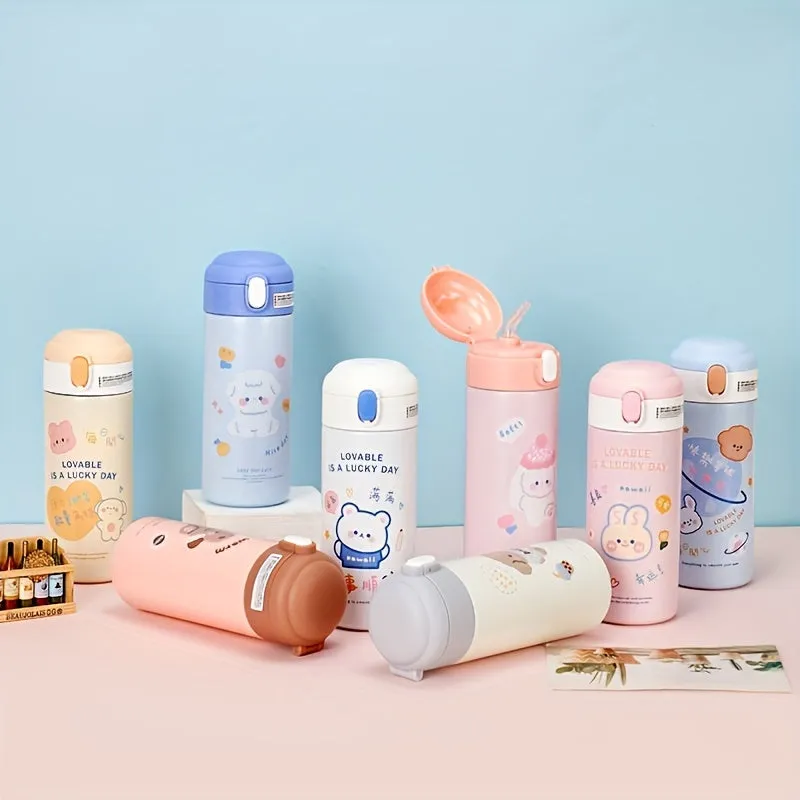 1pc, Cartoon Vacuum Flask, 304 Stainless Steel Insulated Water Bottles, Cute Kawaii Travel Thermal Cups, For Hot And Cold Beverages, Summer Winter Drinkware, Gifts