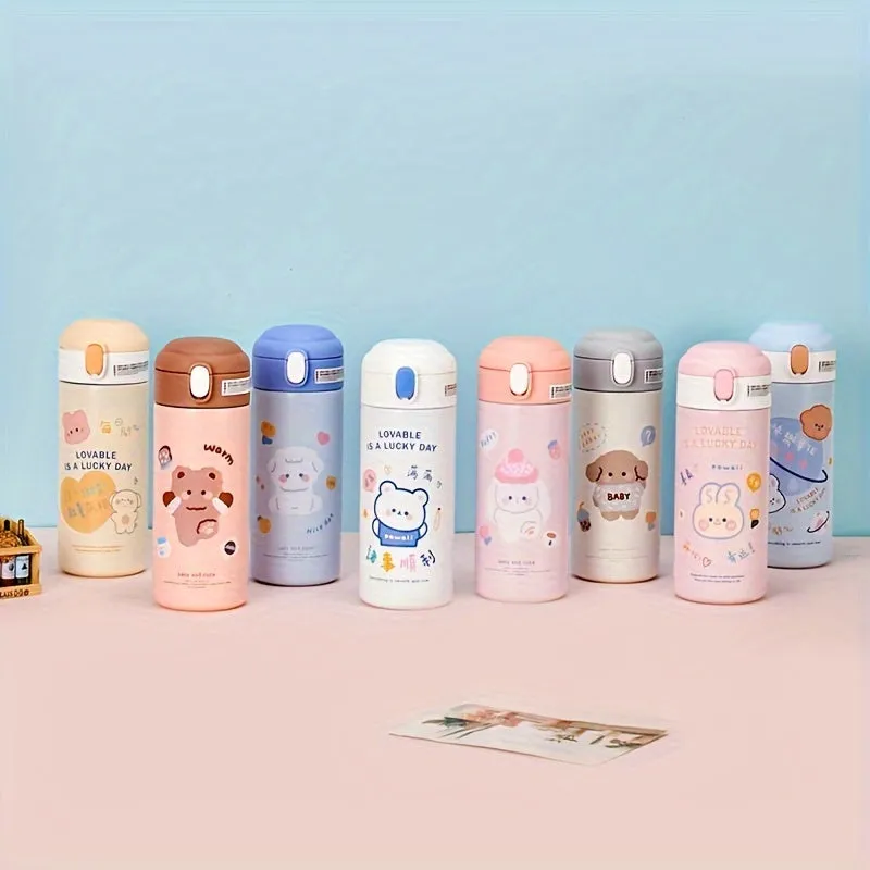 1pc, Cartoon Vacuum Flask, 304 Stainless Steel Insulated Water Bottles, Cute Kawaii Travel Thermal Cups, For Hot And Cold Beverages, Summer Winter Drinkware, Gifts