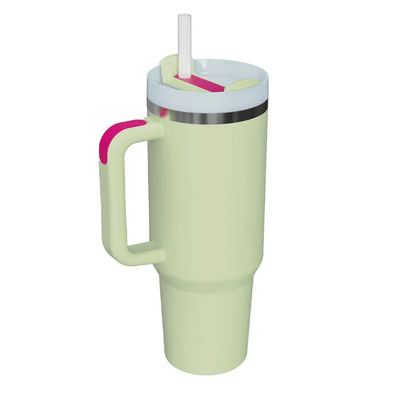 1pc Vacuum Flask With Straw And Handle 40oz, Portable Thermal Bottles, Stainless Steel Leakproof Tumbler, Heat And Cold Retention, Insulated Cup With Lid For Outdoor Camping, Hiking, Driving, Car Travel Cup, Drinkware