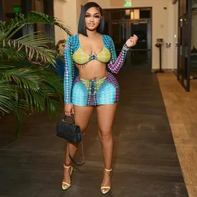 3D Dot Print Bodycon Skirt Set