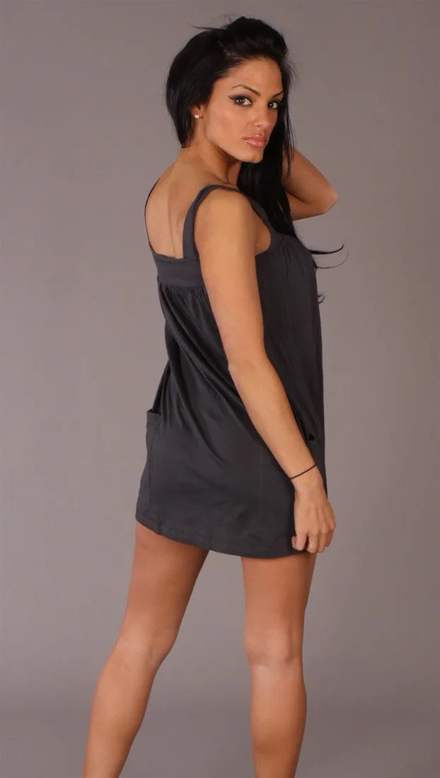 Apparel Addiction Pocket Tunic Tank Grey