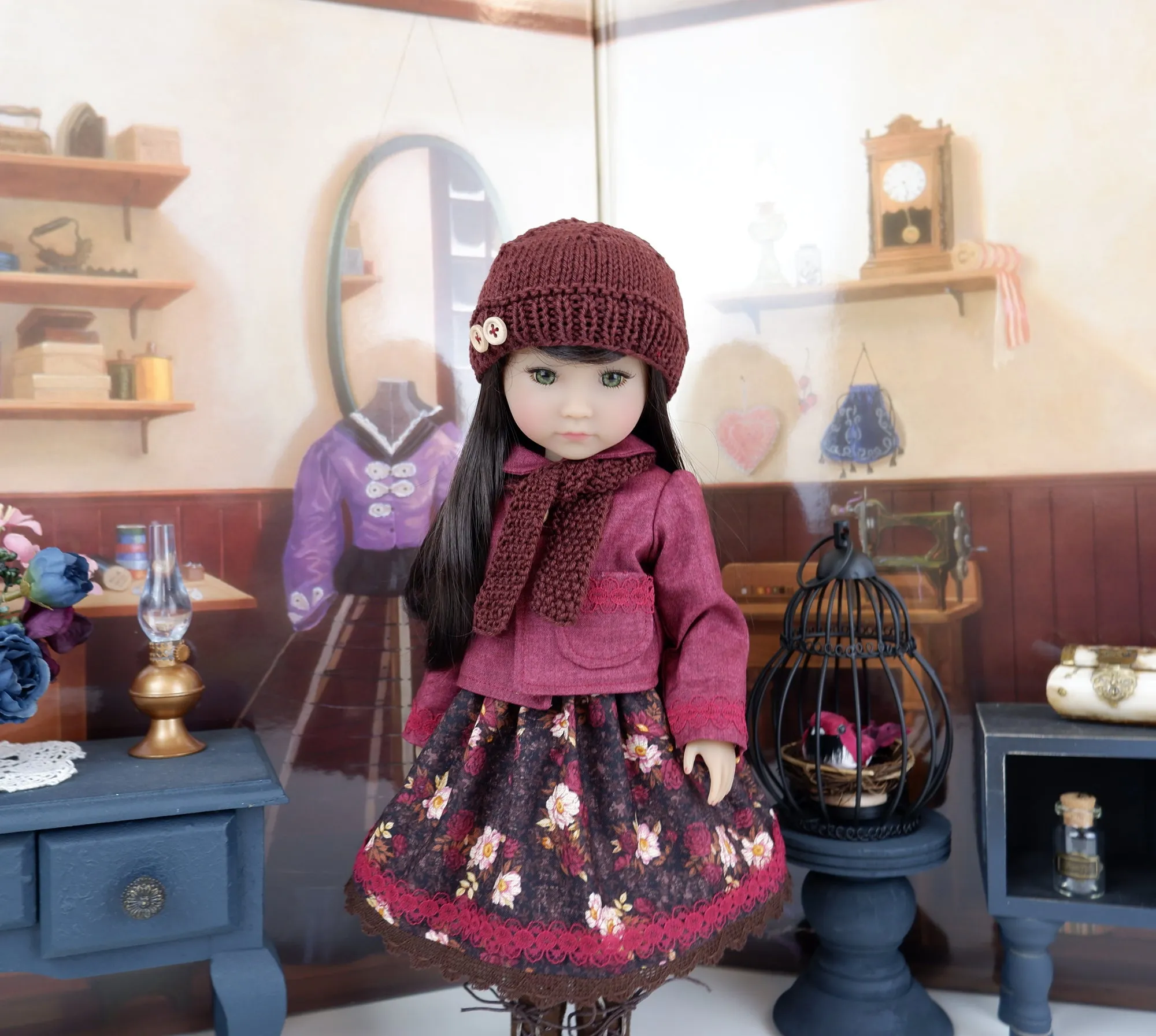 Autumn Bouquet - dress & jacket with boots for Ruby Red Fashion Friends doll