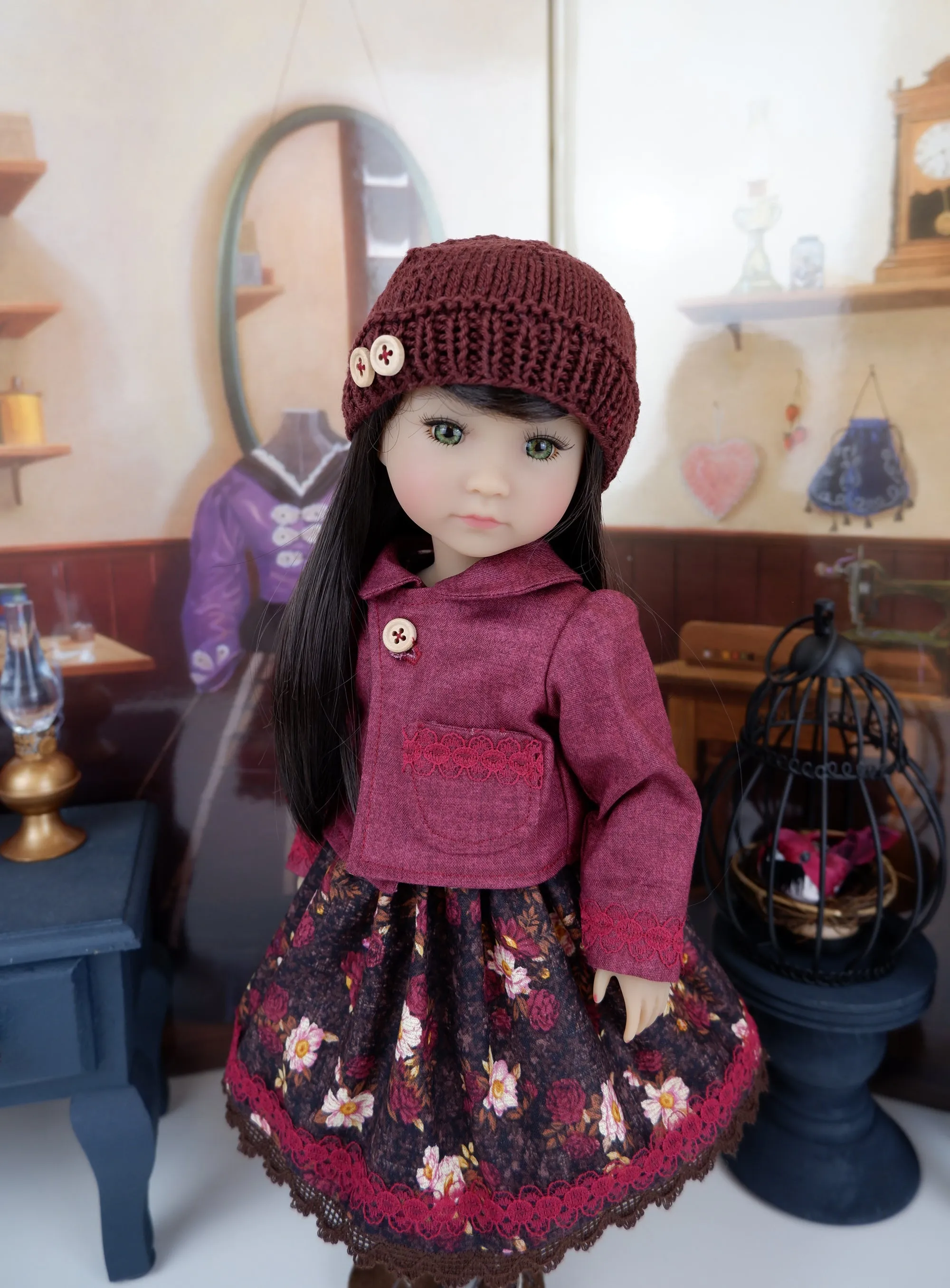 Autumn Bouquet - dress & jacket with boots for Ruby Red Fashion Friends doll
