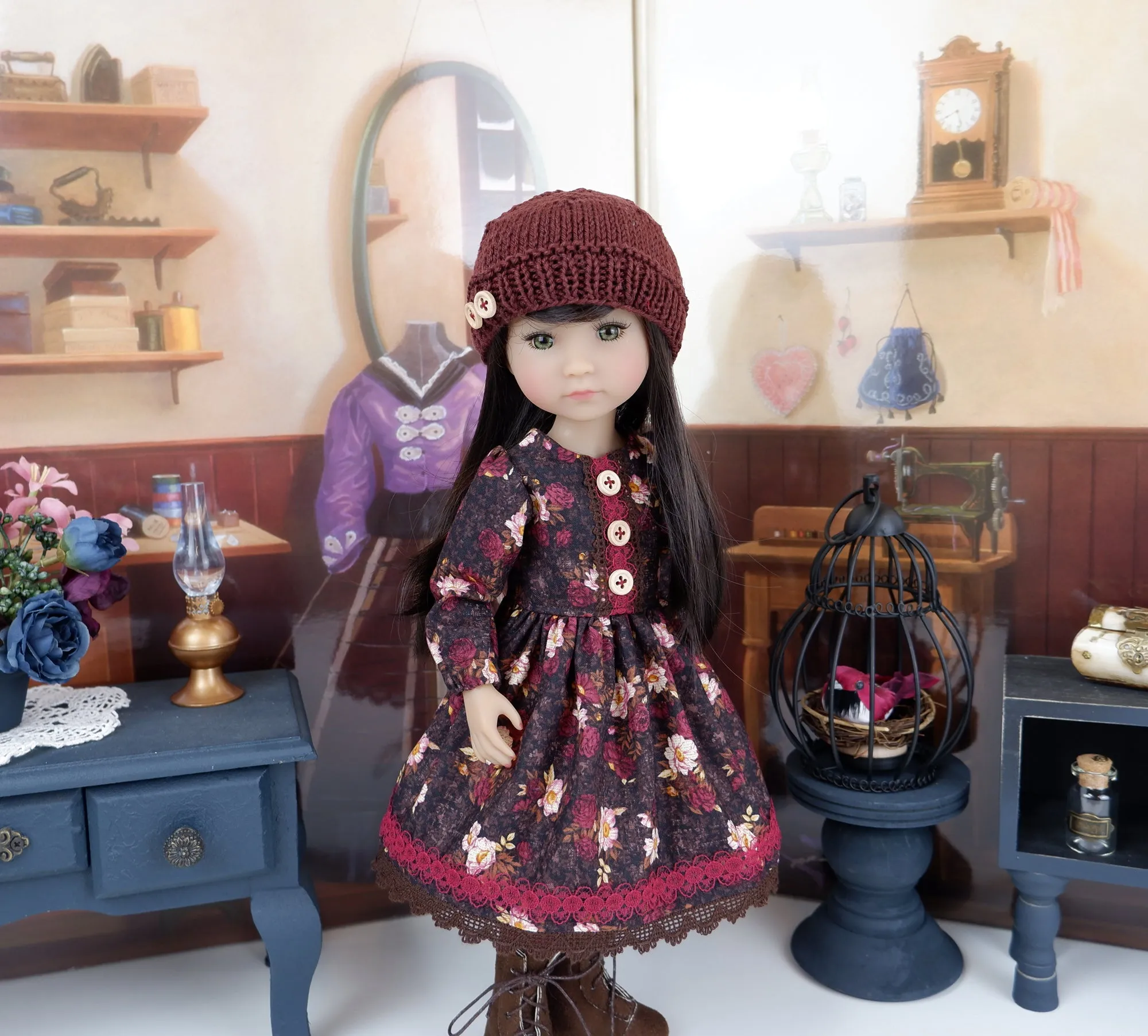 Autumn Bouquet - dress & jacket with boots for Ruby Red Fashion Friends doll