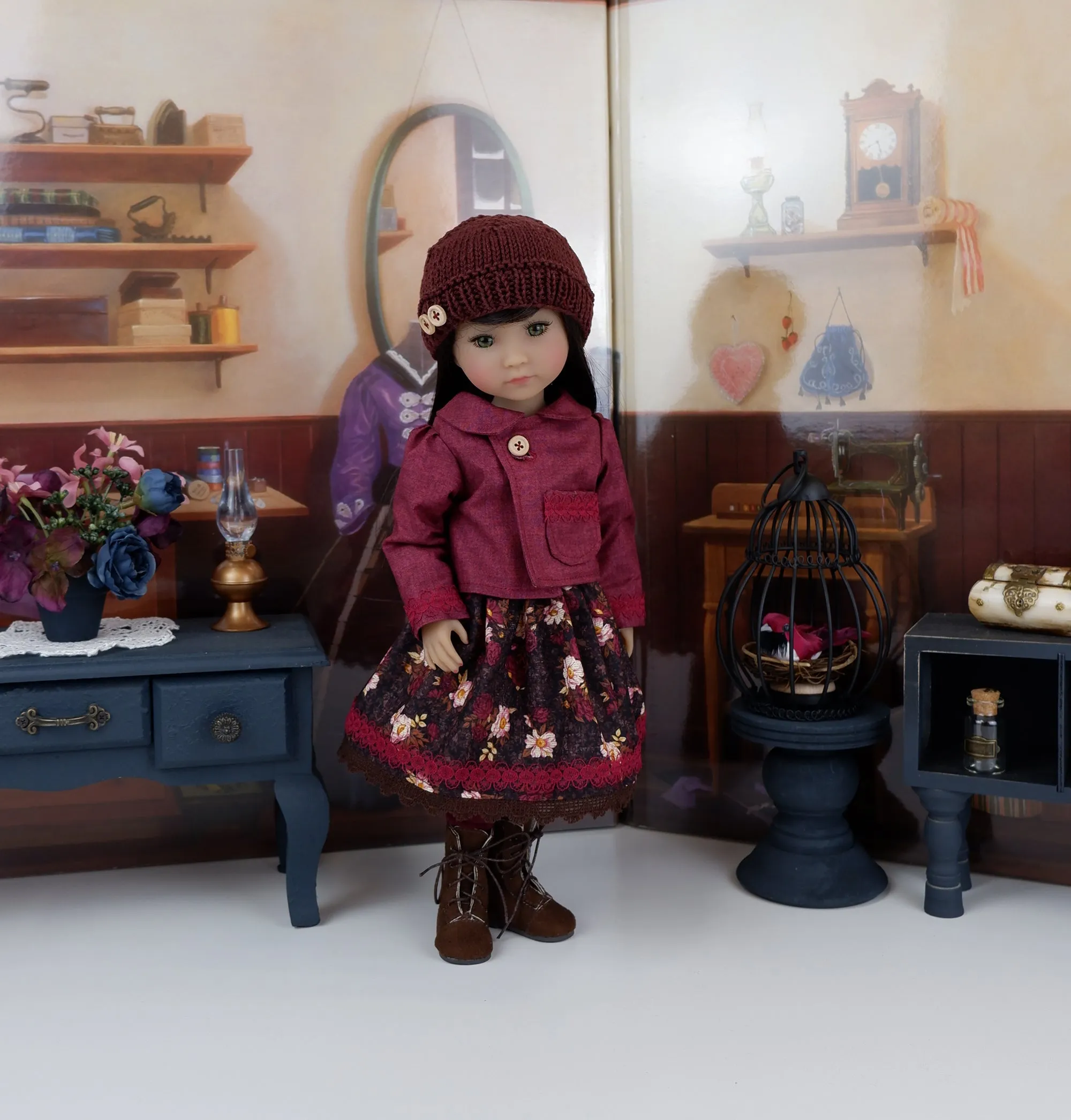 Autumn Bouquet - dress & jacket with boots for Ruby Red Fashion Friends doll