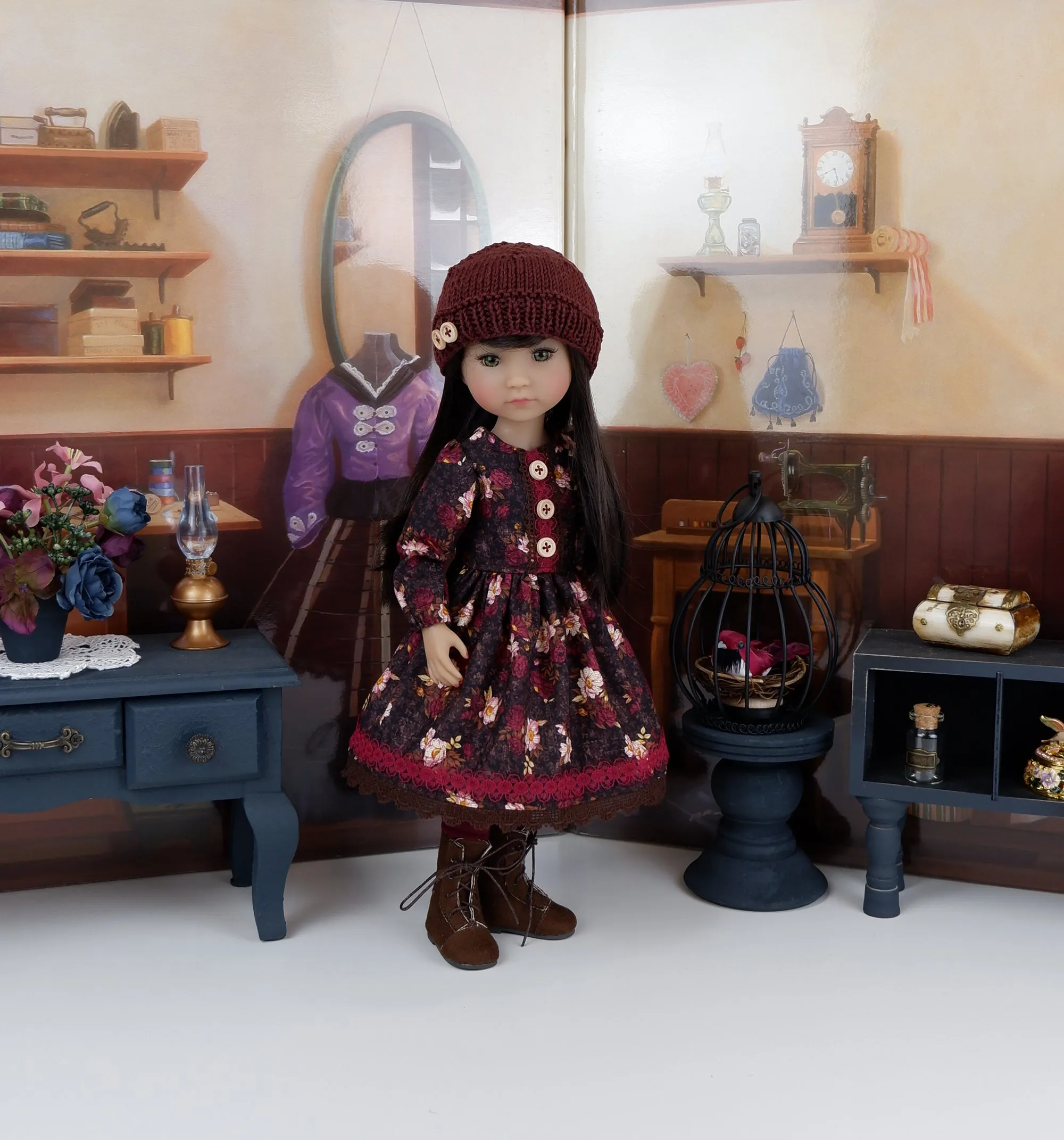 Autumn Bouquet - dress & jacket with boots for Ruby Red Fashion Friends doll