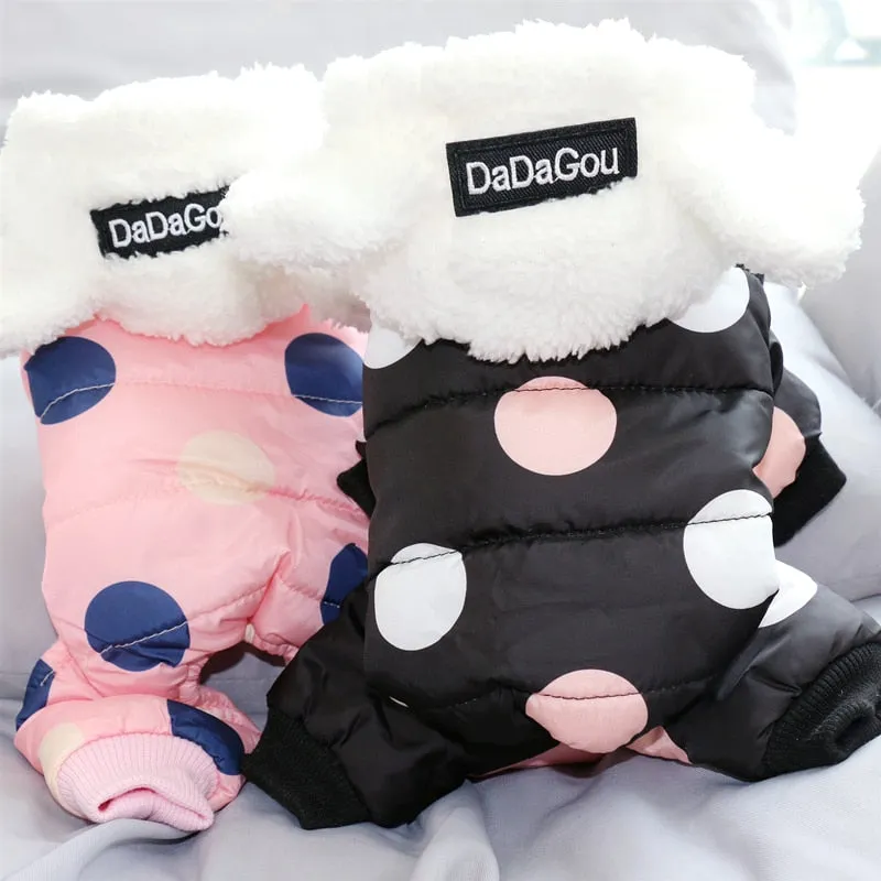 Big Polka Dot Snowsuit Jumpsuit by Furr Baby Gifts