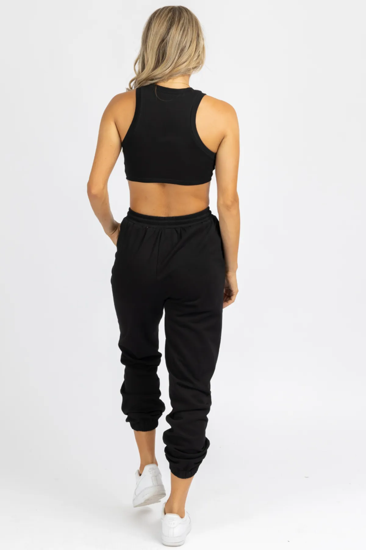 BLACK OUTSEAM FRENCH TERRY JOGGER SET