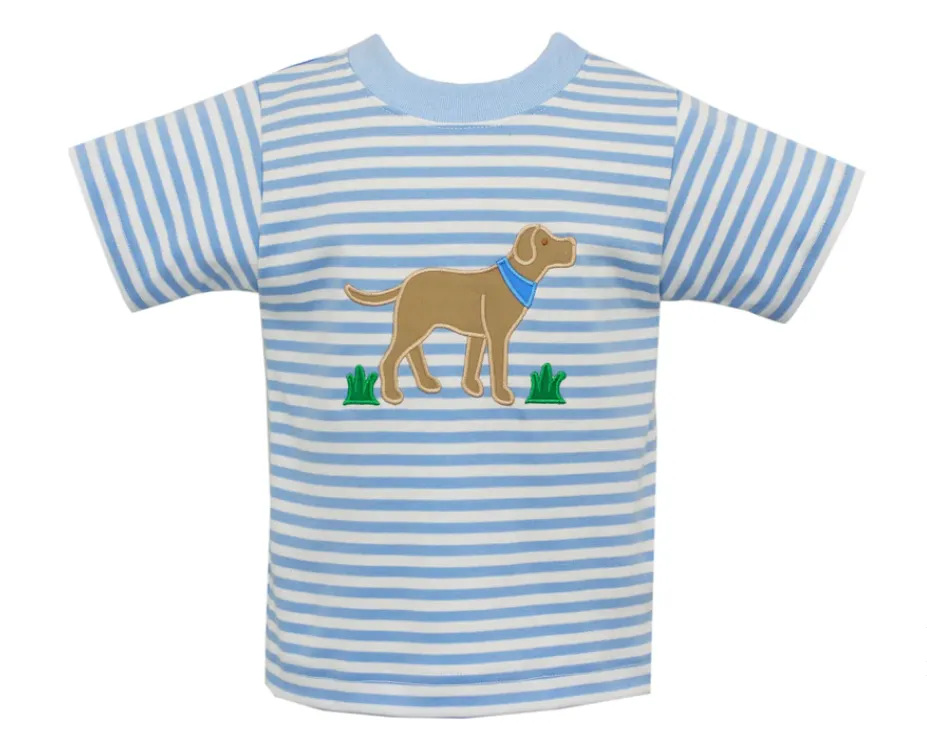 Claire & Charlie Knit Blue Striped Dog Romper