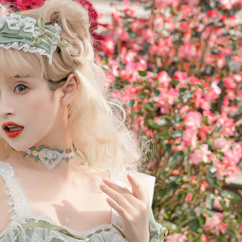 Daydream Whisper~Toting Basil~Wedding Lolita Dress Accessories Bolero Necklace Cuffs Side Clip