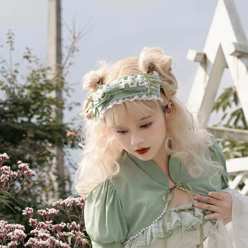 Daydream Whisper~Toting Basil~Wedding Lolita Dress Accessories Bolero Necklace Cuffs Side Clip