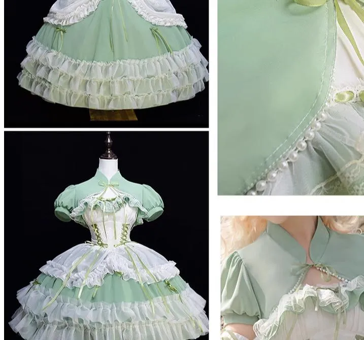 Daydream Whisper~Toting Basil~Wedding Lolita Dress Accessories Bolero Necklace Cuffs Side Clip