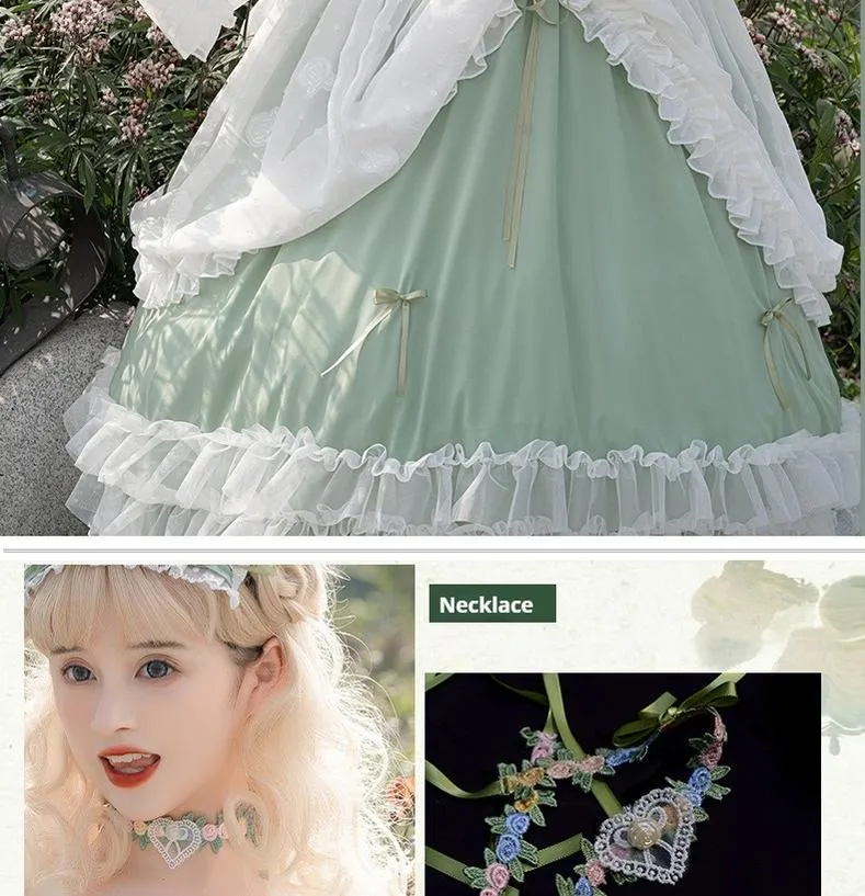 Daydream Whisper~Toting Basil~Wedding Lolita Dress Accessories Bolero Necklace Cuffs Side Clip