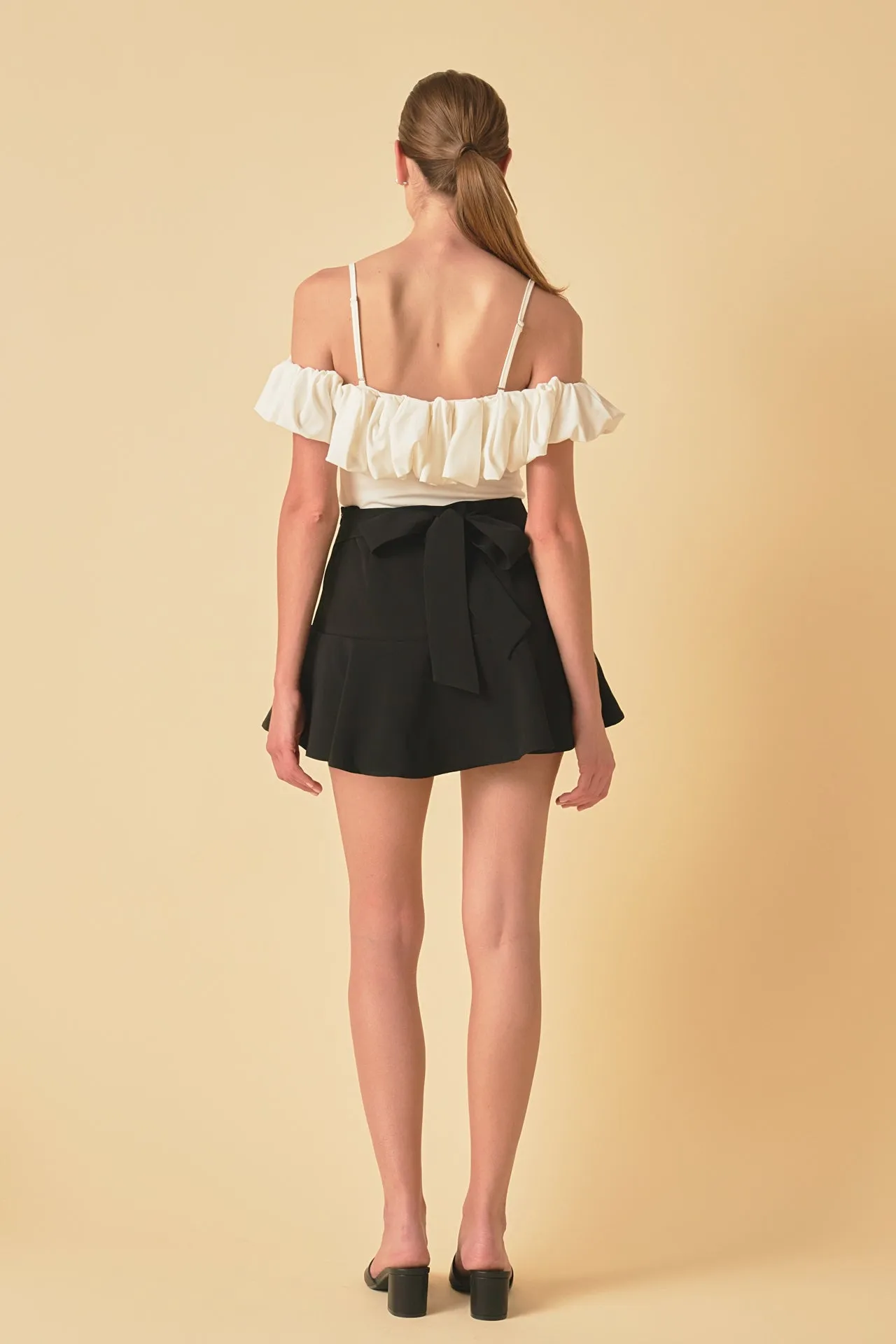 Flounce Mini Skort with Waist Tie
