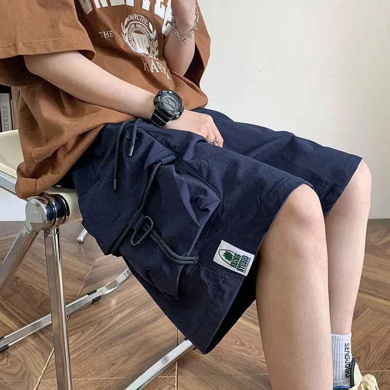 Large Pockets Men Hip Hop Shorts Summer Wide Leg Baggy Short Cargo Pants Trendy Brand Male Bottoms Streetwear