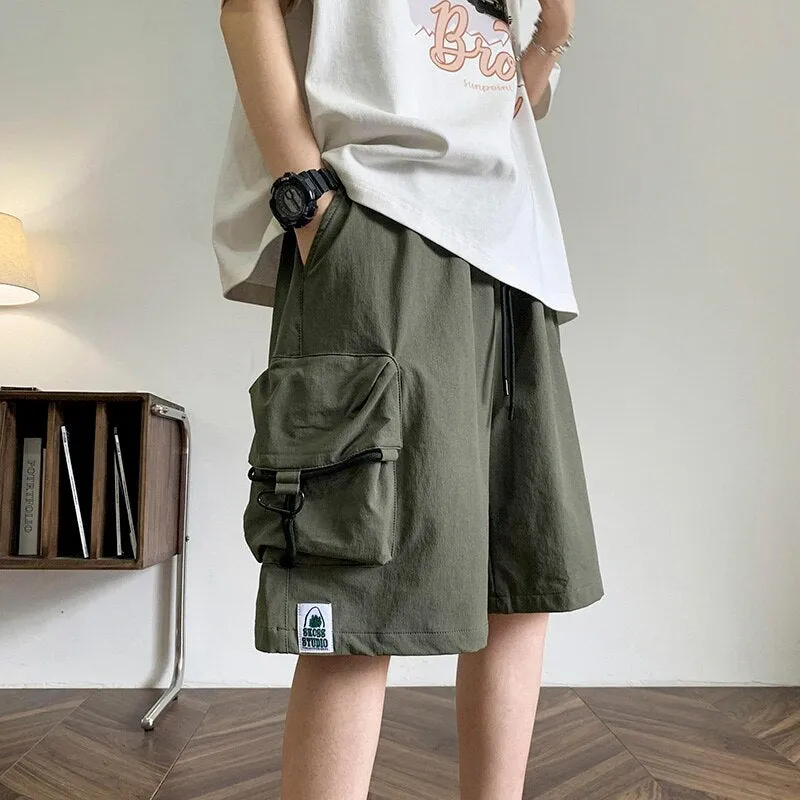 Large Pockets Men Hip Hop Shorts Summer Wide Leg Baggy Short Cargo Pants Trendy Brand Male Bottoms Streetwear