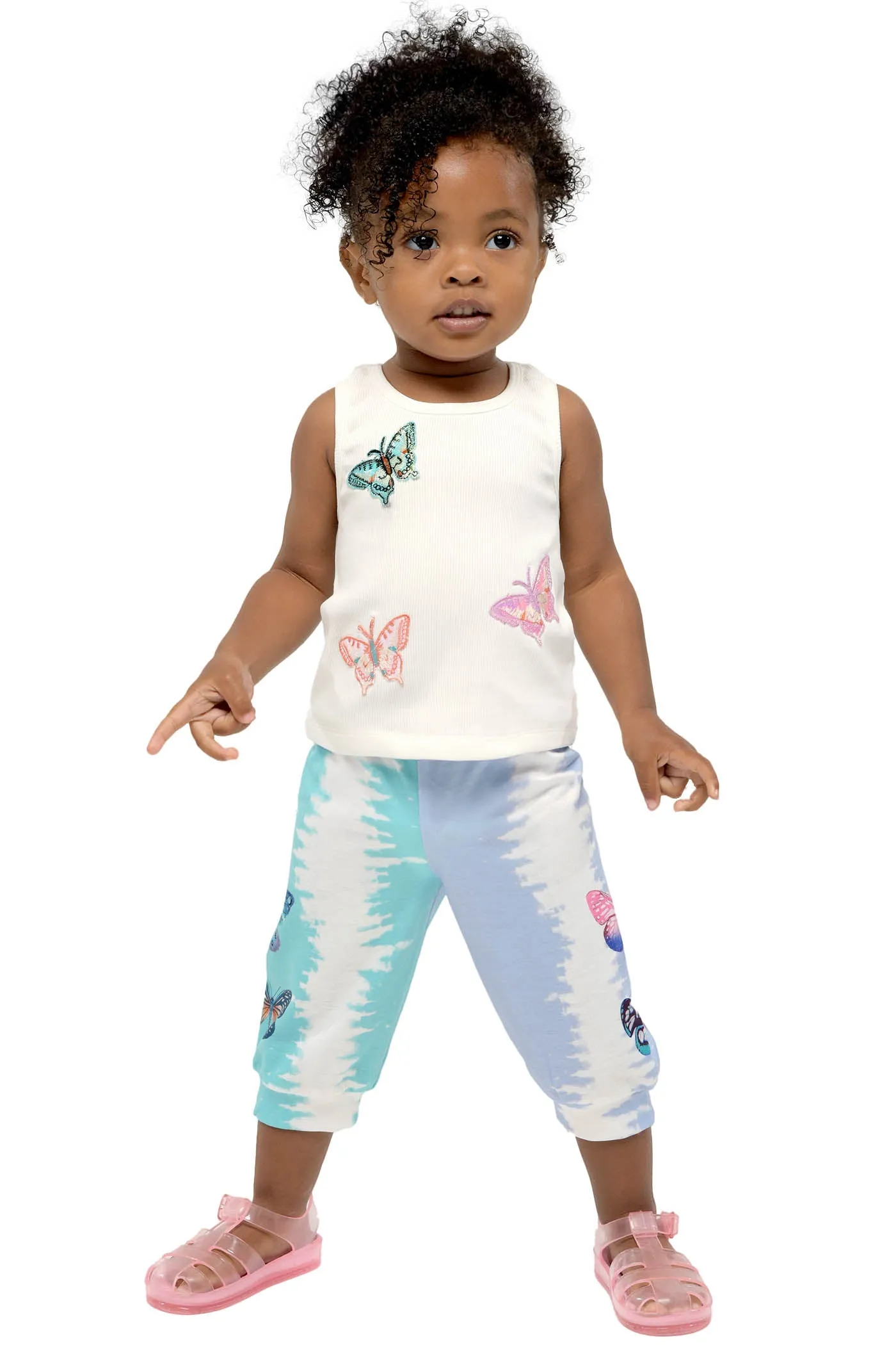 Little Girl’s Ribbed Knit Butterfly Tank Top
