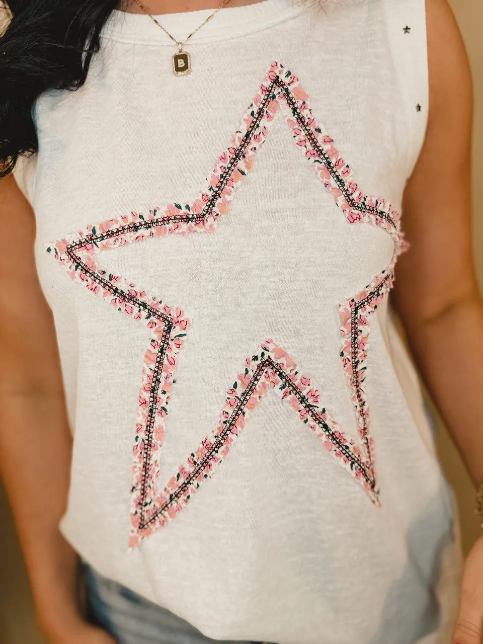 Looking Into The Stars Patchwork Tank - Ivory