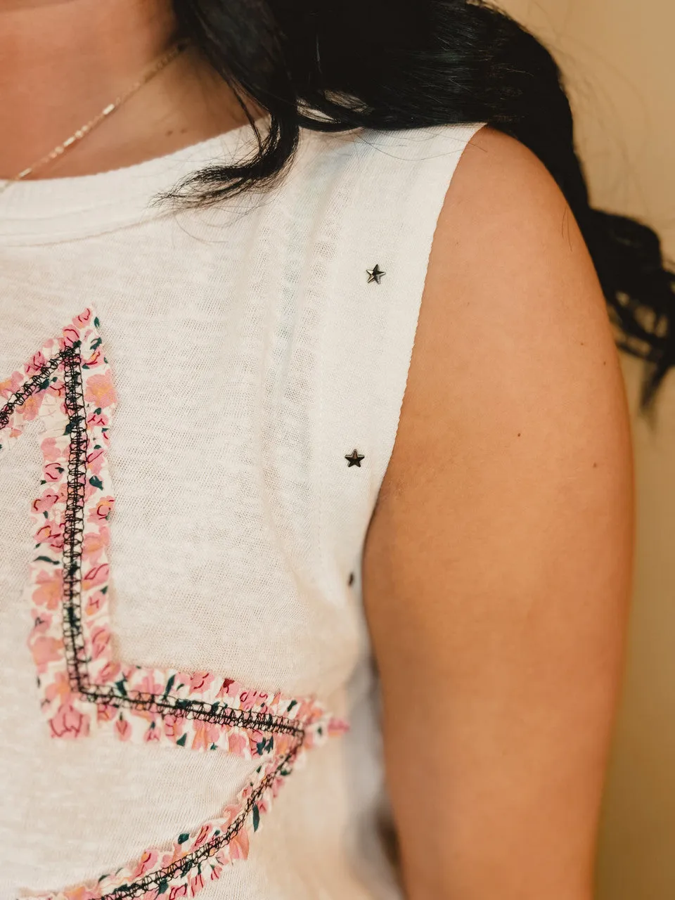 Looking Into The Stars Patchwork Tank - Ivory