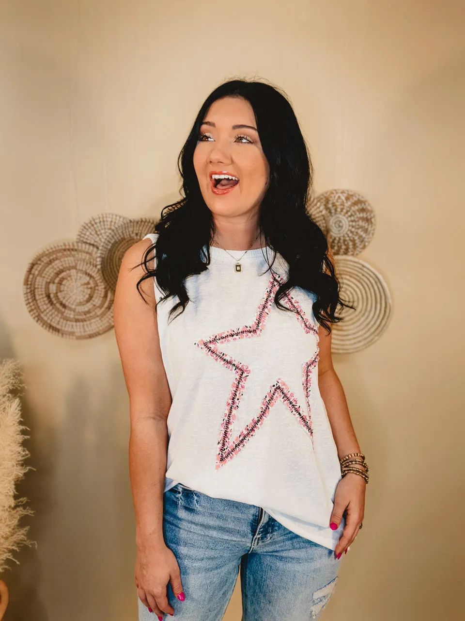 Looking Into The Stars Patchwork Tank - Ivory
