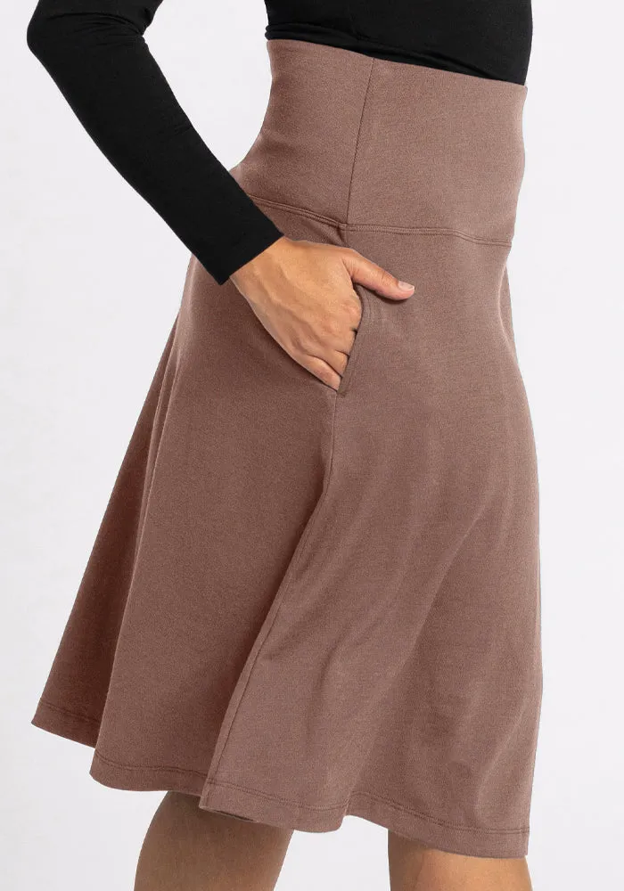 Marilyn Flowy Midi Skirt - Toasted Almond