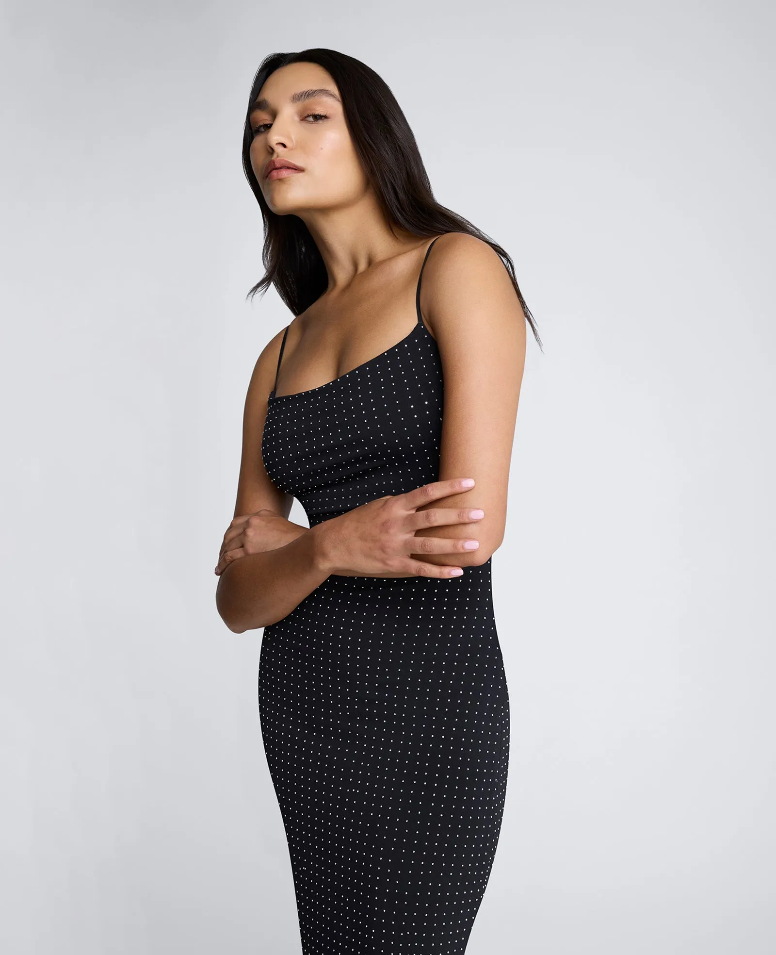 Silver Stud Heat Set Slip Maxi Dress