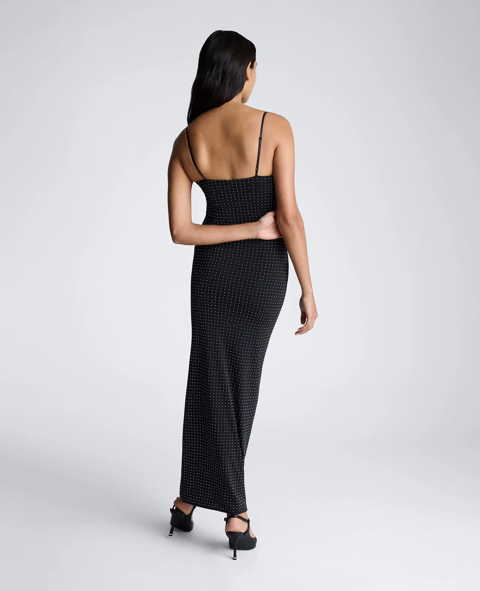 Silver Stud Heat Set Slip Maxi Dress