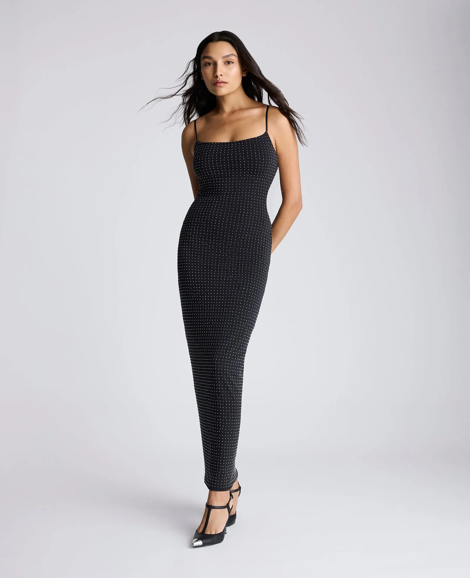 Silver Stud Heat Set Slip Maxi Dress