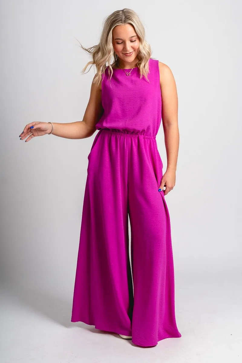 Sleeveless jumpsuit orchid