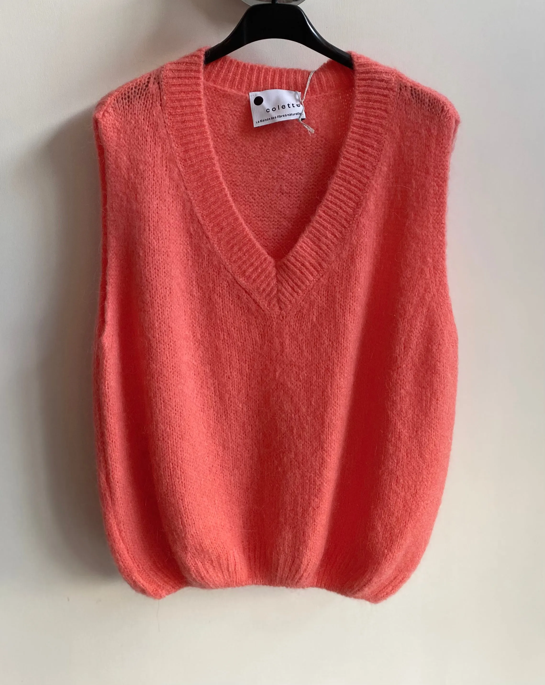 V Neck Superkid Mohair Tank Top - Coral - More Coming Soon