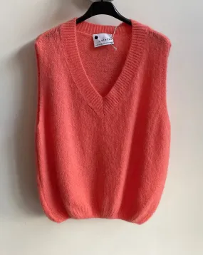 V Neck Superkid Mohair Tank Top - Coral - More Coming Soon