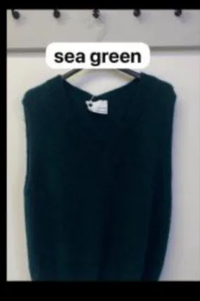 V Neck Superkid Mohair Tank Top - Sea Green
