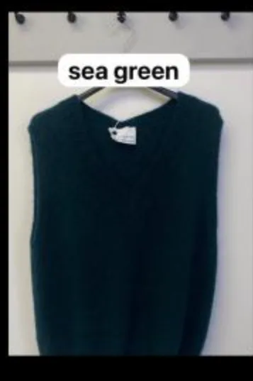 V Neck Superkid Mohair Tank Top - Sea Green