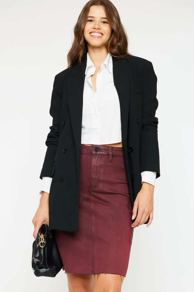 Zane High Rise Coated Midi Skirt