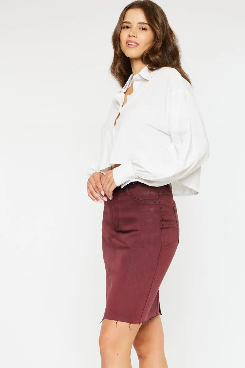 Zane High Rise Coated Midi Skirt